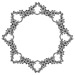 Template for card, with drawing of floral frame and leaves. Vector