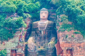 Stone-carved Buddha in the Great Buddha Scenic Area of Leshan, Sichuan Province, China