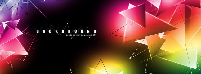 abstract background with glowing triangles that overlap. isolated black background. vector illustration of eps 10