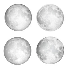Set of realistic full moon. Astrology or astronomy planet design. Vector. © desertsands