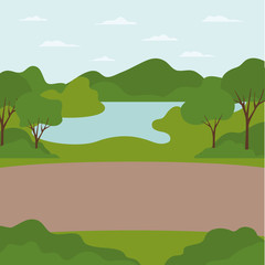 landscape with trees and plants isolated icon