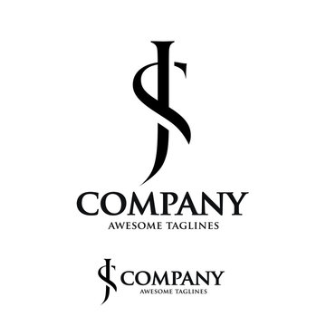 creative concept of overlapping initial letter J and S  vector