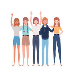 Fototapeta premium young women standing on white background