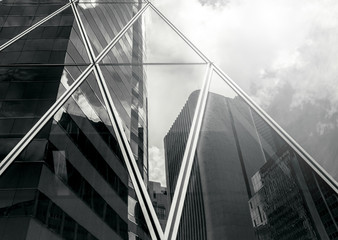 Modern Commercial Building close up ; Black and White style