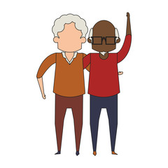 grandparents senior old people cartoon faceless
