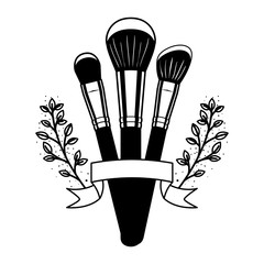 makeup brushes on white background