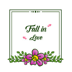 Simple bright purple flower frame, for ornate of card fall in love. Vector
