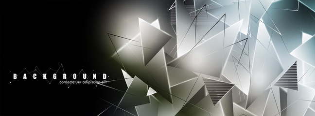 abstract background with glowing triangles that overlap. isolated black background. vector illustration of eps 10