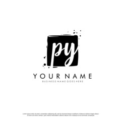 P Y PY initial square logo template vector