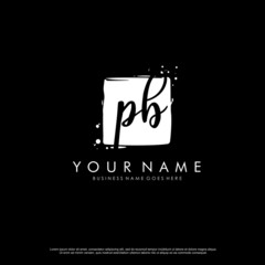 P B PB initial square logo template vector