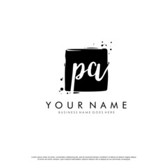 P A PA initial square logo template vector