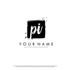 P I PI initial square logo template vector