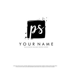 P S PS initial square logo template vector