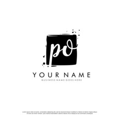 P O PO initial square logo template vector
