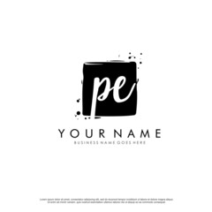 P E PE initial square logo template vector