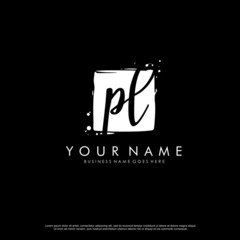 P L PL initial square logo template vector