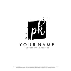 P K PK initial square logo template vector