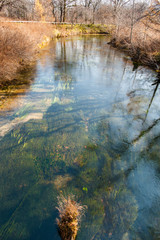 Windy River reflecting light and shadow. Autumn at Senjogahara plateau in Nikko national park, Nikko Tochigi, Japan ( Ecological engineering methods )