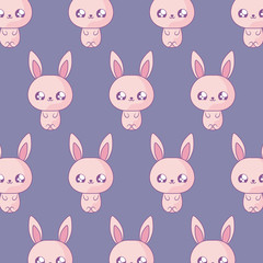 Obraz na płótnie Canvas pattern of cute rabbits baby animals kawaii style