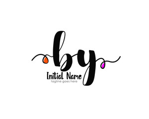 B Y BY Initial brush color logo template vetor