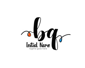 B Q BQ Initial brush color logo template vetor