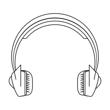 music earpod retro trechnology cartoon in black and white