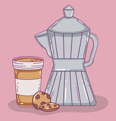 coffee time sketch flat design