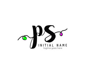 P S PS Initial brush color logo template vetor