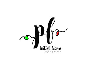 P F PF Initial brush color logo template vetor