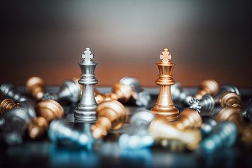 King chess battle on chessboard