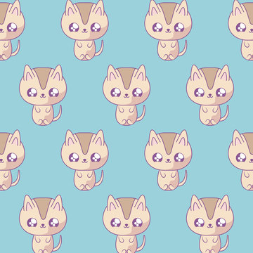 pattern of cute cats baby animals kawaii style