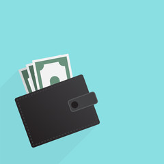 Wallet with money icon vector.