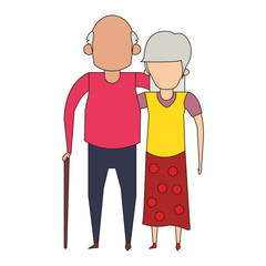 grandparents senior old people cartoon faceless