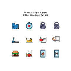 Fitness activity filled line icon design gym center vector illustration