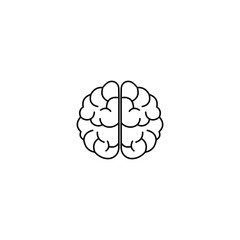 Brain. Vector linear icon, white background.