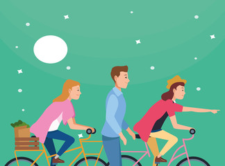 People on bikes and electric scooters