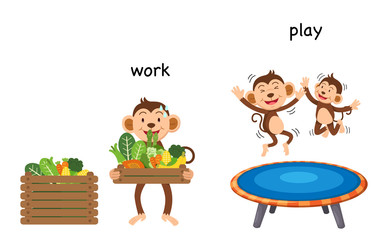 Opposite work and play vector illustration