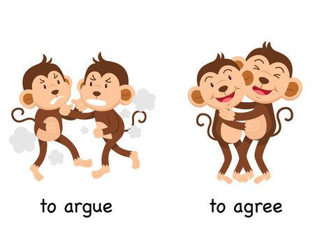 Opposite to argue and to agree vector illustration