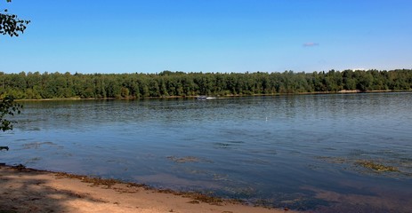beautiful river with trees and vegetation on the banks