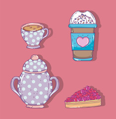 coffee time sketch flat design