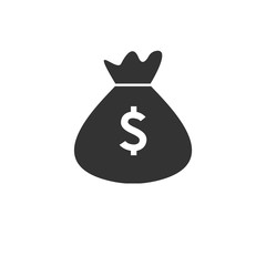 Icon black money bag. vector. illustration. symbol. on white background