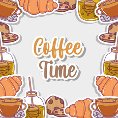 coffee time sketch flat design