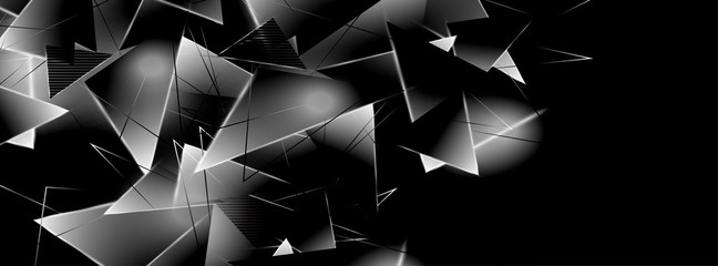 abstract background with glowing triangles that overlap. isolated black background. vector illustration of eps 10