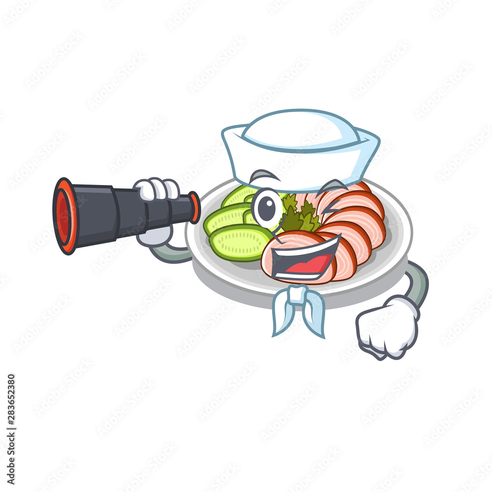 Sticker Sailor with binocular peking dunking fried in mascot pan