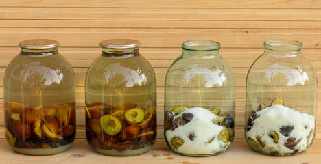In the process of making a plum compote - added boiled water
