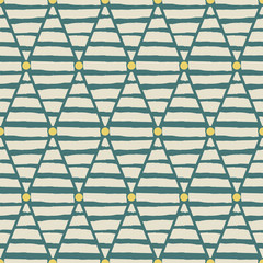 seamless pattern with rhombus, circles and hand drawn lines