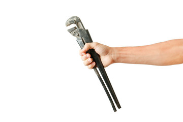 gas key in hand isolated on white