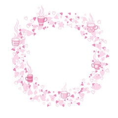 Circle frame of tea and heart