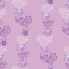 seamless pattern Tea and hearts