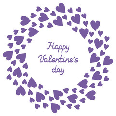 Violet round frame Happy Valentine's Day